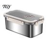 Lunch Container Stainless Steel Crisper Box with Sealing Lid And Handle, Large Capacity Portable Picnic Food Storage Bread Box, for Home