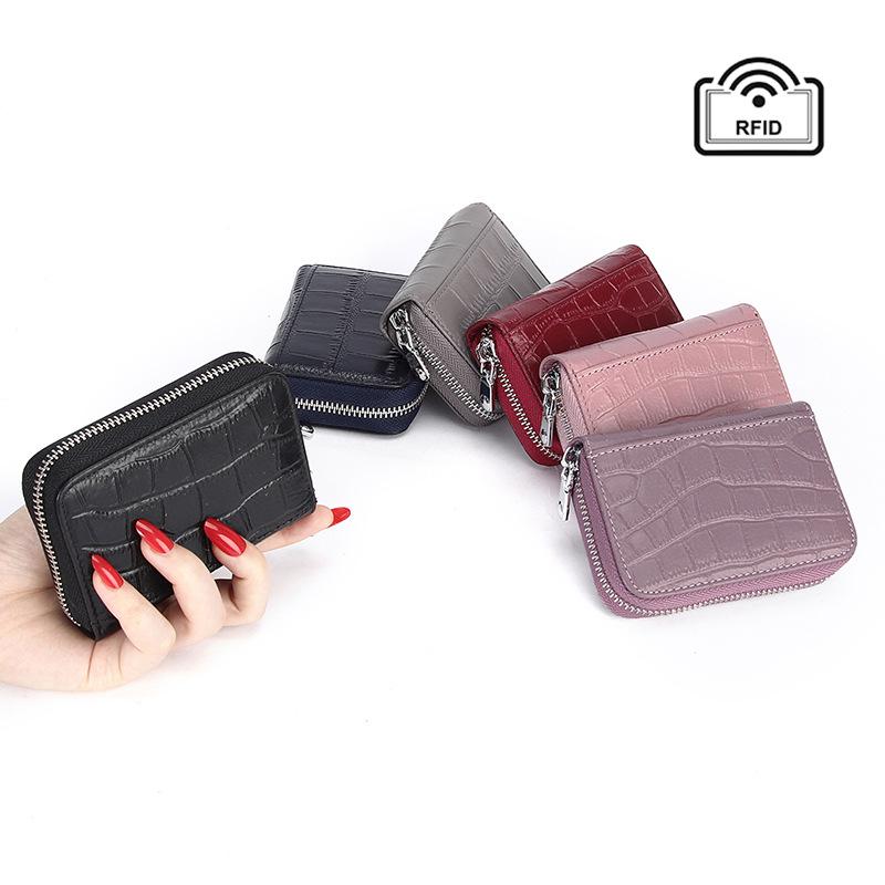 Alligator Pattern RFID Leather Anti-theft Accordion Card Holder - Large Capacity for Men's Business and ID Cards