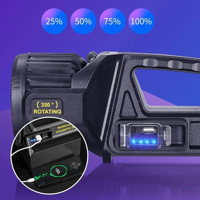 Proiector 350000 Lumeni, Proiector Led Reîncărcabil Lanterna 9 Moduri Super Luminoasă Exterior Impermeabilă Solară