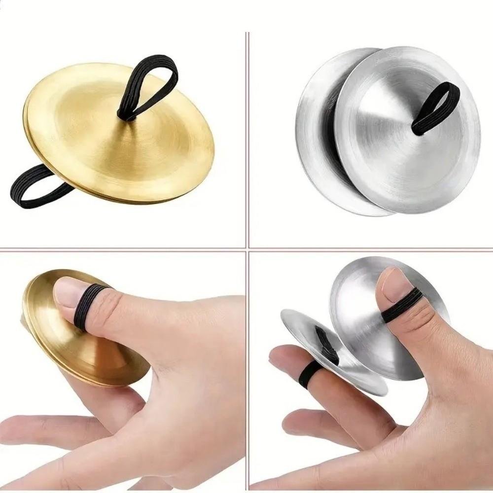 2Pcs Portable Belly Dance Cymbal Mini Finger Dial Pads Percussion Instrument  Education Props