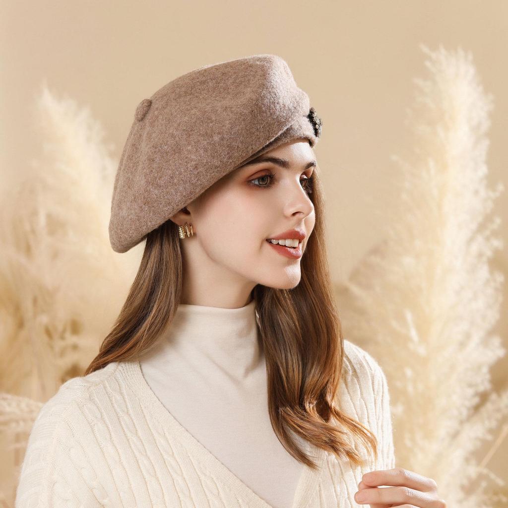 Japanese Retro Woolen Beret - Autumn/Winter Fashionable, Versatile, Face-Slimming Hat for Women