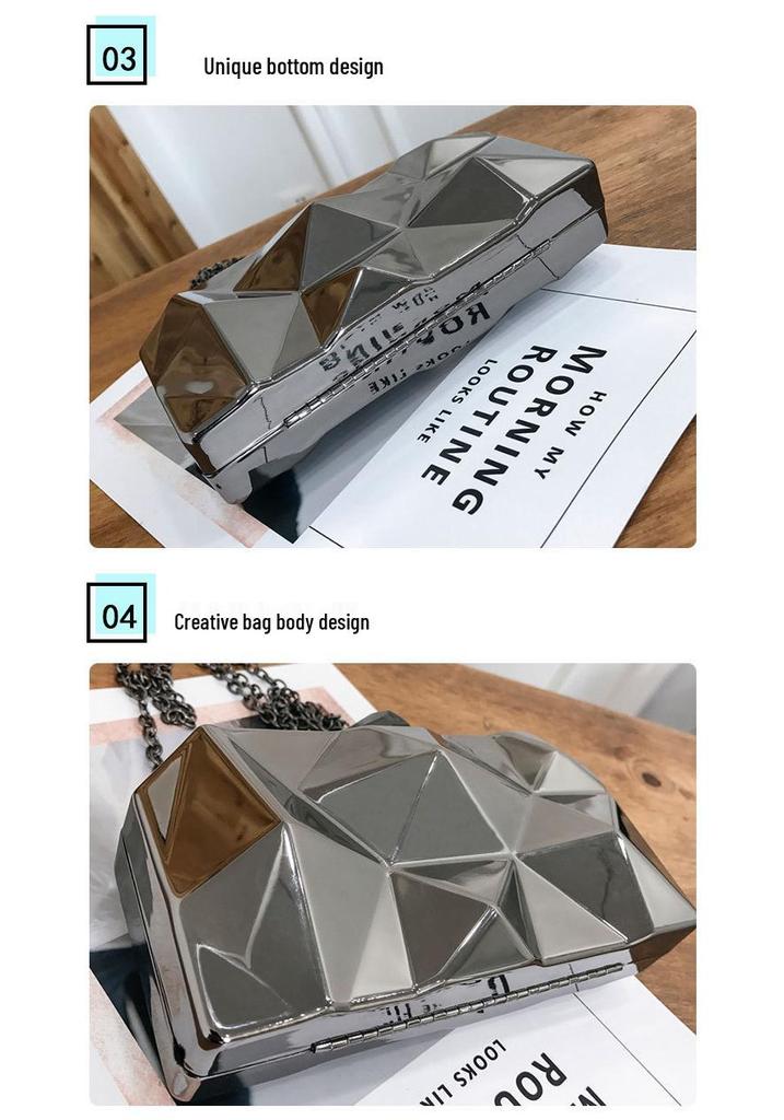 2026 Bestseller Metall-Box-Clutch Handgehaltene Kette Schultertasche für Abend & Bankett
