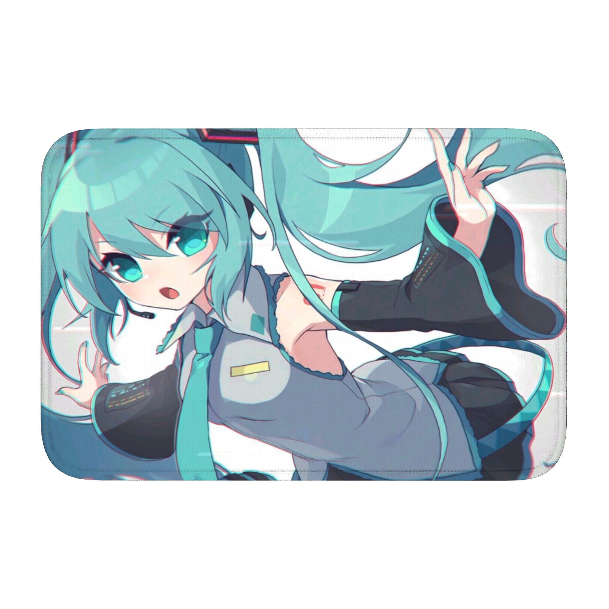 

Hatsuned Mikues Cartoon Front Door Mat Anti-Slip Indoor Welcome Quick Dry Doormat Living Room Entrance Rug Carpet Footpad 60cm x 90cm
