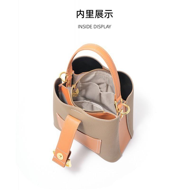 Real Leather Women's Bag Top Layer Cowhide Handbag Crossbody Fashionable Versatile Large Capacity Bucket 8855