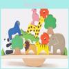 Wooden Forest Animal Balance Board With Stacking Blocks For Toddler Sensory Play