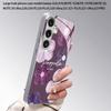 Purple Flower Oil Painting Pattern 2D Phone Case for Samsung S26 S25 S24 S23 S22 S21 S20 A56 A36 A16 - Electroplated Glass