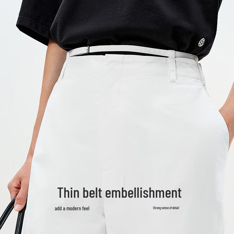 LESS Women's Cotton Wide-Leg Cropped Commuter Pants