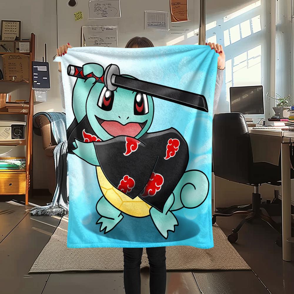 Squirtle pattern Flannel Blanket, High quality Comfortable for All Seasons, Home Decor, Warmth and Comfort, Perfect for Gifts.