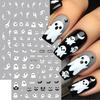 2pcs Luminous Halloween Spooky Nail Stickers White Ghost Pumpkin Design Decals Glow In The Dark Manicure Nail Art Decorations