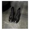 Fashion Brown Leather Ankle Boots for Women 2024 Autumn Winter Short Plush Motorcycle Boots Woman Vintage Lace Up  Zipper Shoes