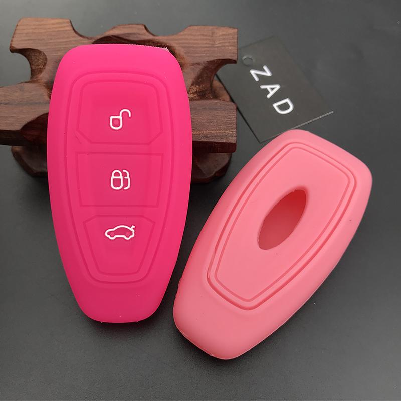 Zad Silicone Car Key Case Cover For Ford Mondeo Focus Fiesta Kuga C-Max S-Max Mk3 Replacement Auto 3 Buttons Key Protector