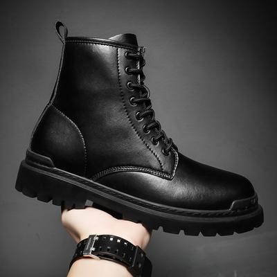 Retro Kalite Erkek Botları Doğal Deri İş Bağcıklı Düz Botlar Erkek Askeri Taktik Botlar Siyah Günlük Ayakkabılar Beden 38-45