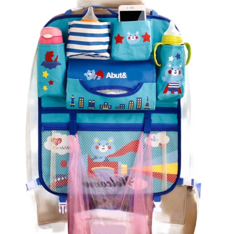 

Universal Car Seat Back Organizers With Multiple Pockets Waterproof Oxford Fabric For Family Travel Storage Solution