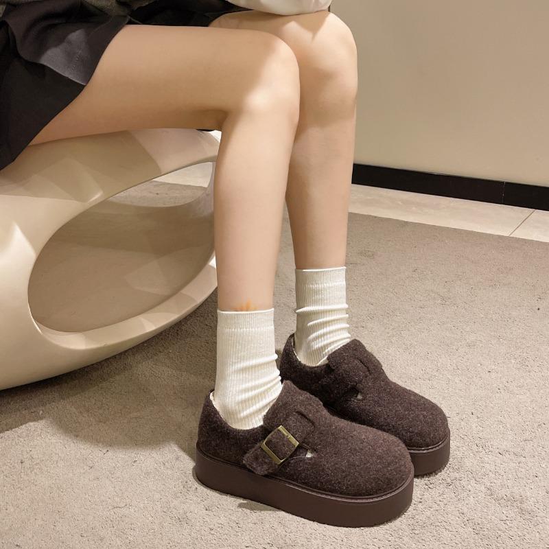 Thick-soled Velvet Women's Shoes New Autumn and Winter Retro Casual Velvet Snow Boots Cotton Shoes