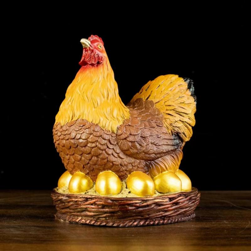 Color Round Base Hen Copper Chicken Ornament Zodiac Rooster Home Entrance Decoration Company Crafts