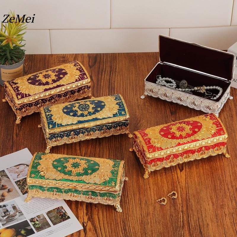 European Style Bracelet Storage Box Jewelry Organizer,Exquisite Patterns Alloy Card Ring Storage Box Dresser Display Couple Gift