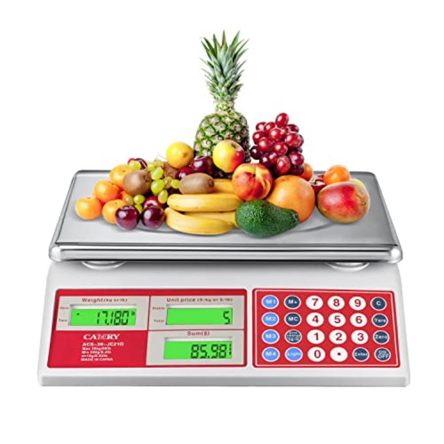 Digital Price Computing Scale 66lb/30kg Commercial Produce Scale with Stainless Steel Platform and Green Backlight LCD Display United States