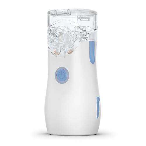 

MY-130 (Blue) Nebulizer for Inhaling Medications, Ultrasonic Mesh Type, Can Be Used Tilt-Wise, Quiet, Lightweight, Compact, and Portable, Includes Sto