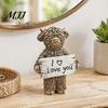 Fathers Day Gift Ideas Highland Cow Desktop Ornament, Heartwarming Animal Figurine, Resin Small Window Shelf Decor Statue with Confession Sign