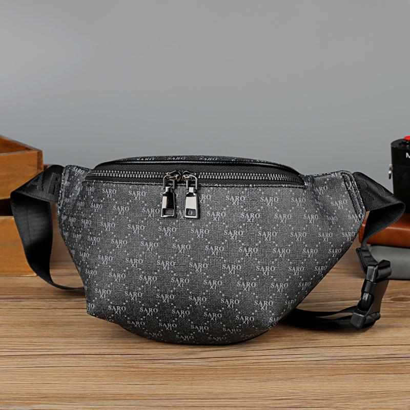 

Multi function Men Waist Packs Fanny Bag PU Leather Hiking Shoulder Bag For Men Fashion Rivet Design Men Belt Bag
