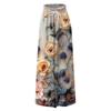 Women High Waist Wide Leg Pants with Pockets Floral Print Casual Long Trousers Elastic Waistband Drawstring Comfortable Fit