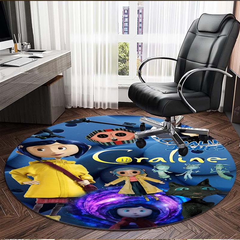Coraline Print Round Rug, Washable Floor Carpet, For Entryway Dorm Laundry Room Office Study, Home Decor Birthday Christmas Gift