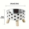 Pet Food Bowl Dog Cat, Black White Dots Checkerboard Stainless Steel Elevated Pet Feeding Drinking Supplies