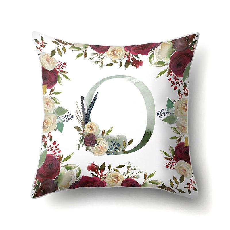 Polyester Pillowcase American Retro Flower Plant 26 English Letter Cushion Cover Car Pillowcase