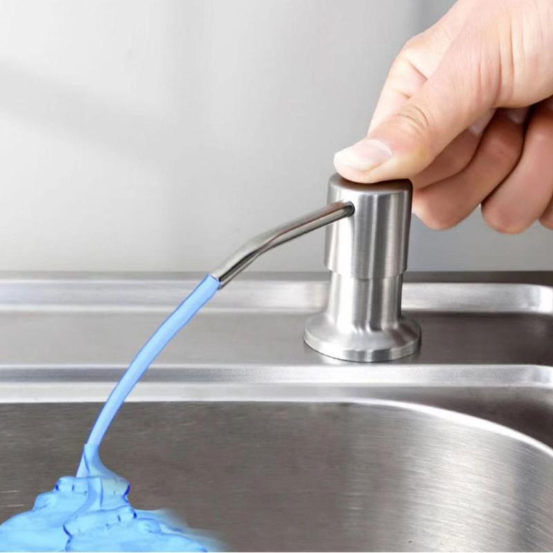 Durable 500ML Soap Dispenser for Kitchen Sink Black Silver Color Liquid Pump Bottle with Stainless Steel Head and Hose