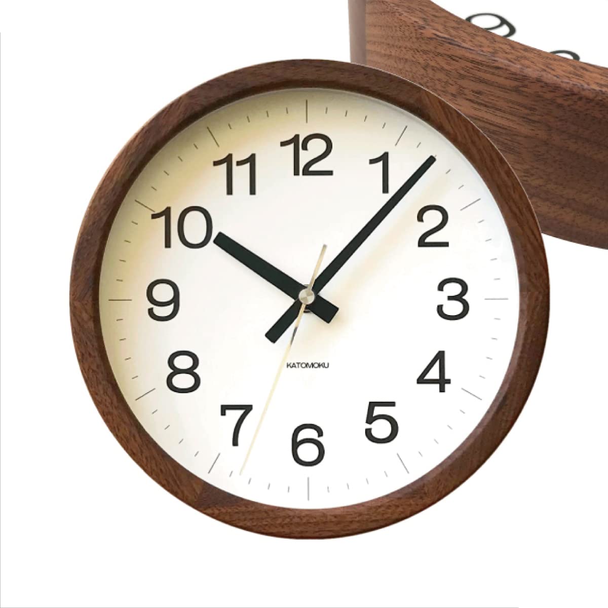 KATOMOKU Muku Clock 16 Walnut Wall Clock with Continuous Second Hand km-108WARC 220mm (Radio-controlled clock)