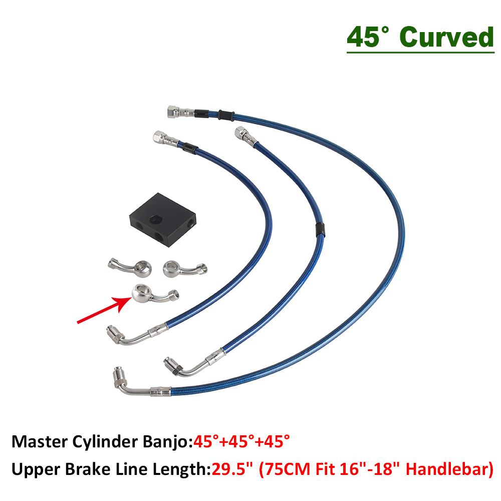 45° 180° 0° Motorcycle Cylinder Banjo Motorcycle Brake Hose Hydraulic Line Cable For Harley Dyna Fat Bob FXDF Low Rider FXDL ABS