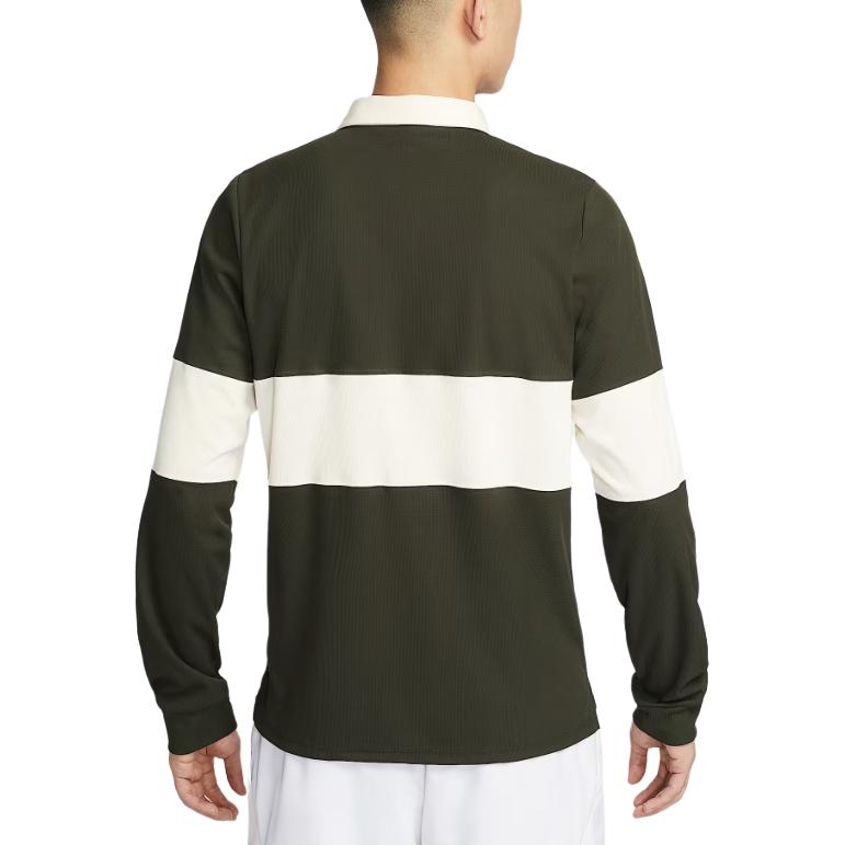 Nike Dri FIT ADVCourt Slam SS25 Camiseta de Tenis Hombre Verde Secuoya/Blanco Marfil Claro/Blanco IB8142-355