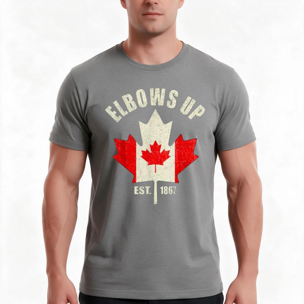 Elbows Up Canada Est 1867 Proud Canada TShirt Summer Casual Cotton Tee Oversized Streetwear Tops Vintage Graphic Print