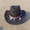 Cowboy hat men's women's cowboy straw hat monochrome felt hat men's and women's big brim outdoor beach knight hat