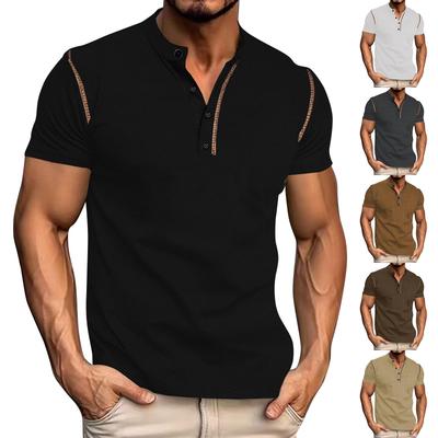 Men's Summer Solid Color Retro Short Sleeve Tops Men's Casual Fashion Tops