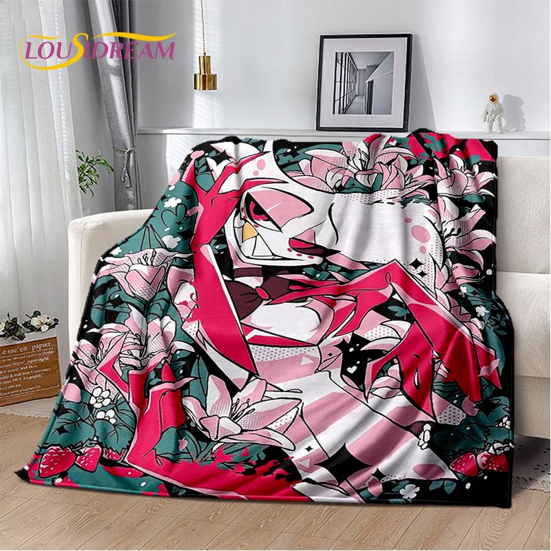 2025 H-Hazbin Hotel Charlie Kreskówkowy Miękki Koc, Miękki Koc Rzutowy do Domu Sypialni Łóżka Sofy Pikniku Podróży Pokrowiec Prezent dla Dziecka