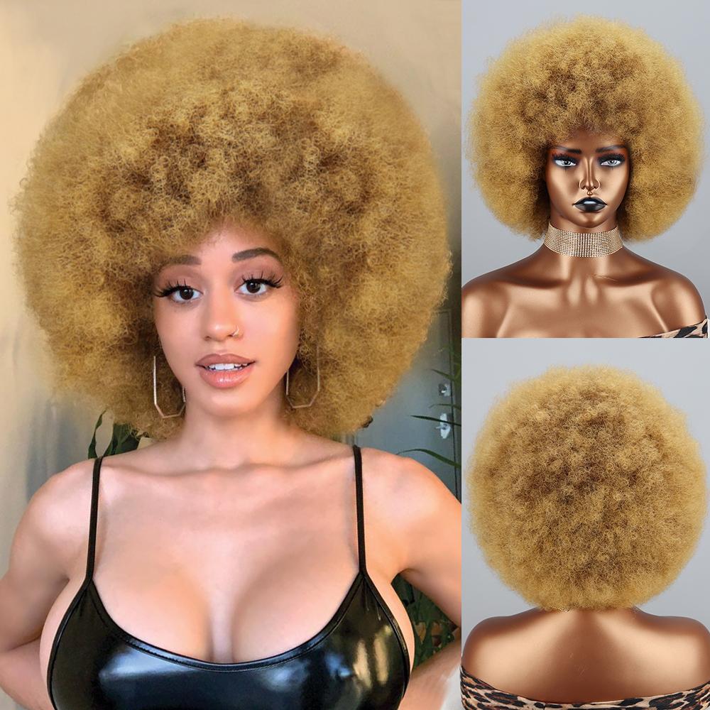 XINRAN Pelucas esponjosas sintéticas peluca corta rizada extensión de rizo grande peluca bob completa corta rizada grande flexible suave natural para mujeres cosplay diario
