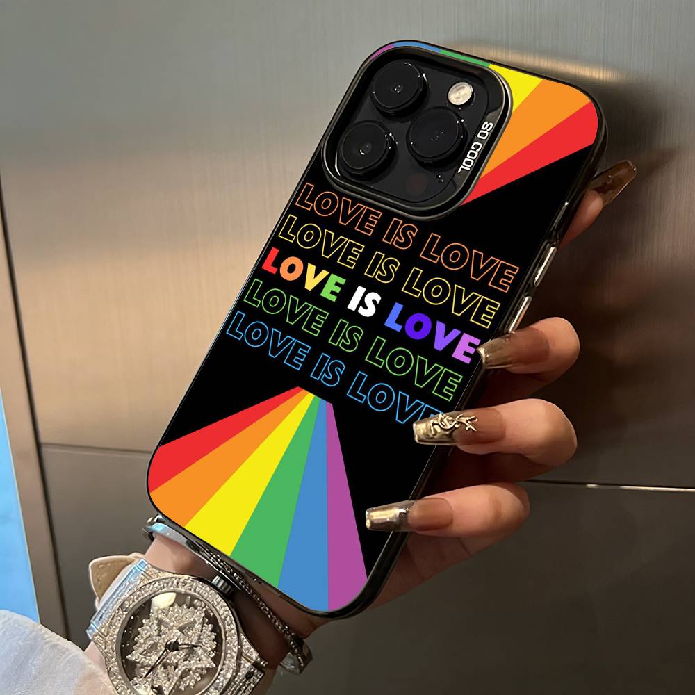 Lesbian LGBT Rainbow Pride For iPhone 17 16 15 14 13 12 11 Pro Max XS  17 Air Silicone Colored Silver Bumper Cover