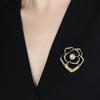 Luxury Rhinestone-Embellished Rose Scarf Buckle & Brooch - Versatile Alloy Design for Shawls and Scarves