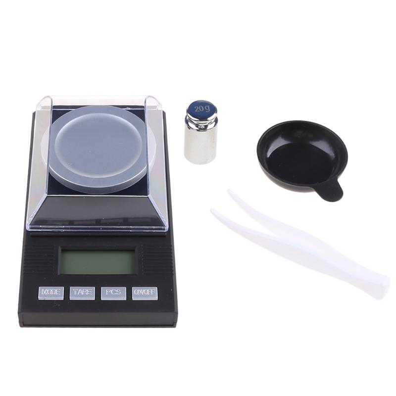 Balance Milligramme 20g / 0,001g avec Pince Plateau Poids de Calibration Alimentée par Pile