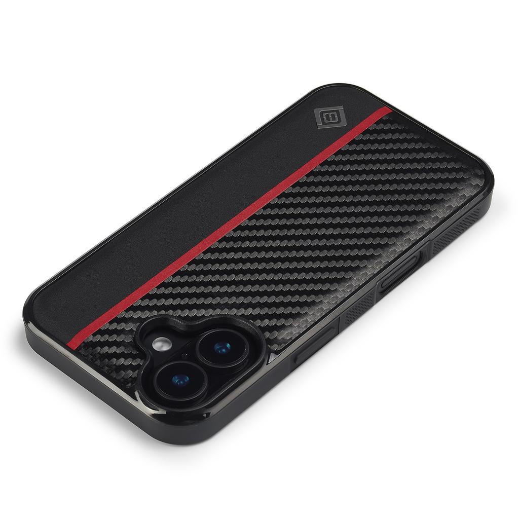 LC.IMEEKE For iPhone 16 Case Carbon Fiber Texture Leather+TPU+EVA Phone Cover