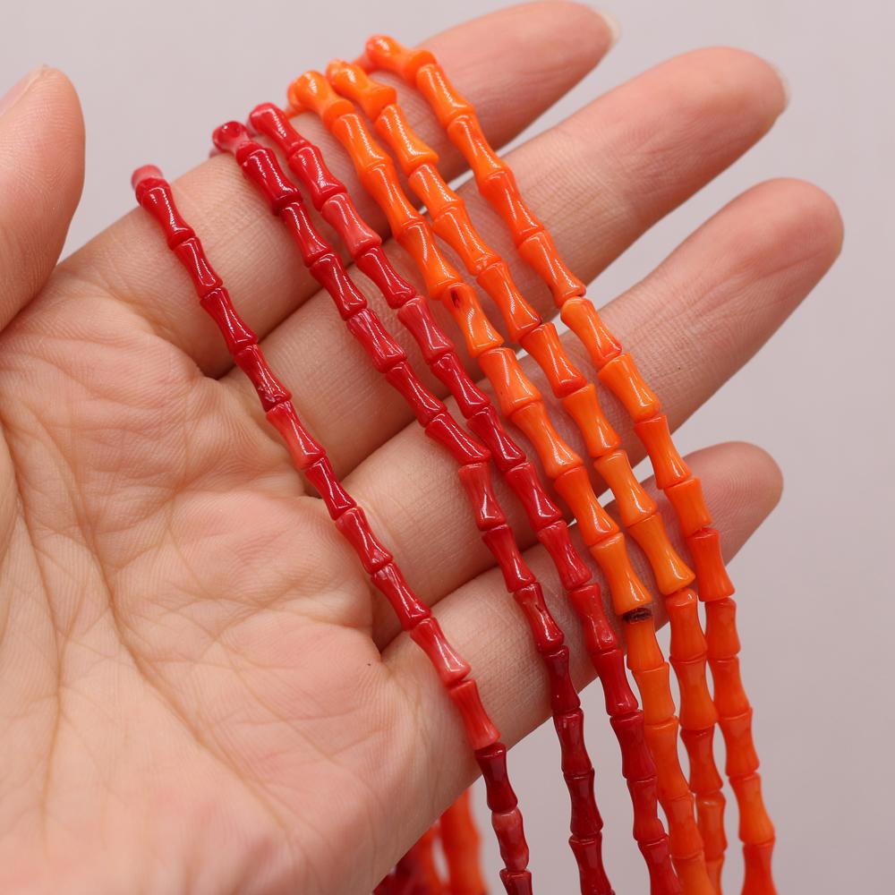 

Синтезные коралловые бусины из 1 нити 3x7 мм в форме бамбука, свободные бусины-разделители для изготовления ювелирных изделий, ожерелья, браслета, аксессуары, длина 38 см