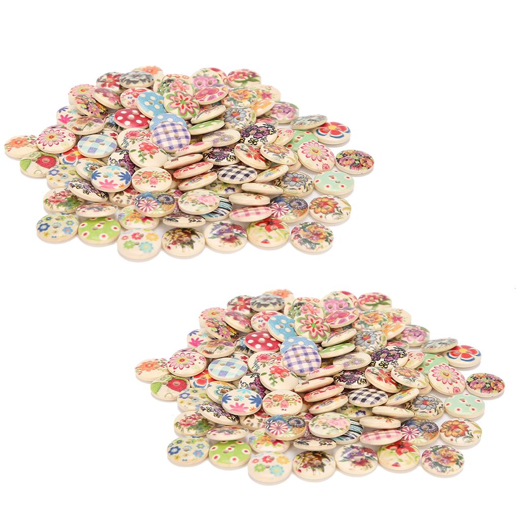 200Pcs Wooden Sewing Buttons 15mm with Assorted Colors for Crafts Making Clothing Sewing