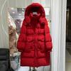 Winter New Down Jacket Women's Medium and Long Over-knee Thickened Warm Hooded Jacket Pinghu