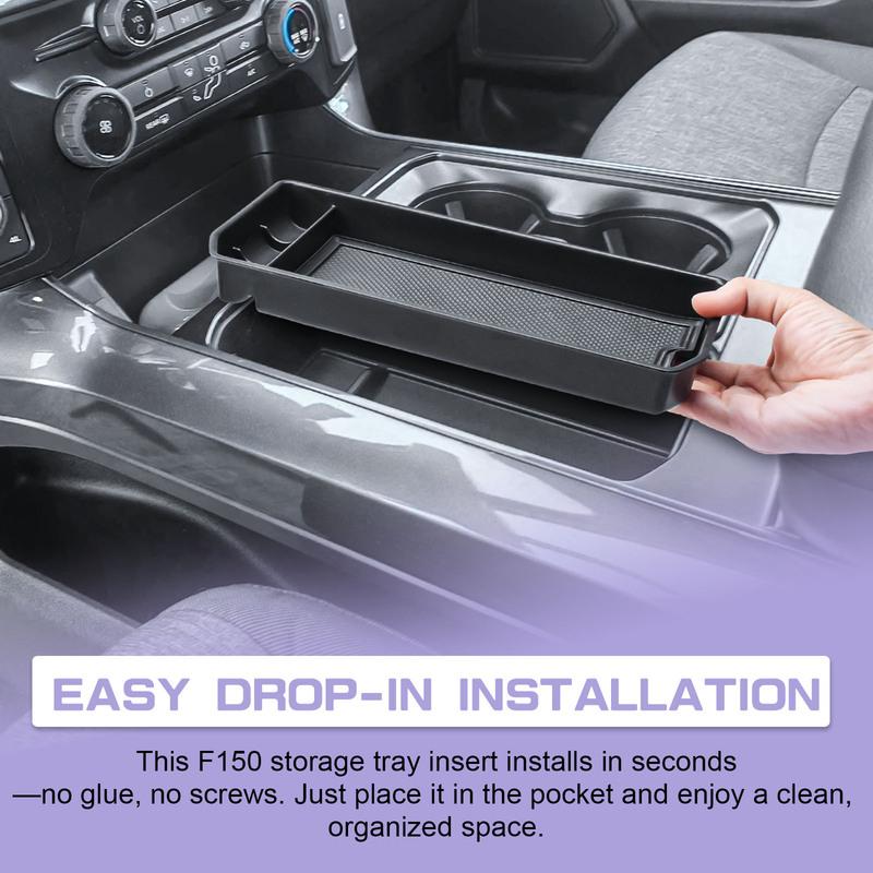 Center Console Pocket Cover for Ford F150 -2024 2025 Adapter Ert Tray Gear Shifter Hidden Panel Ert Car Storage Cover