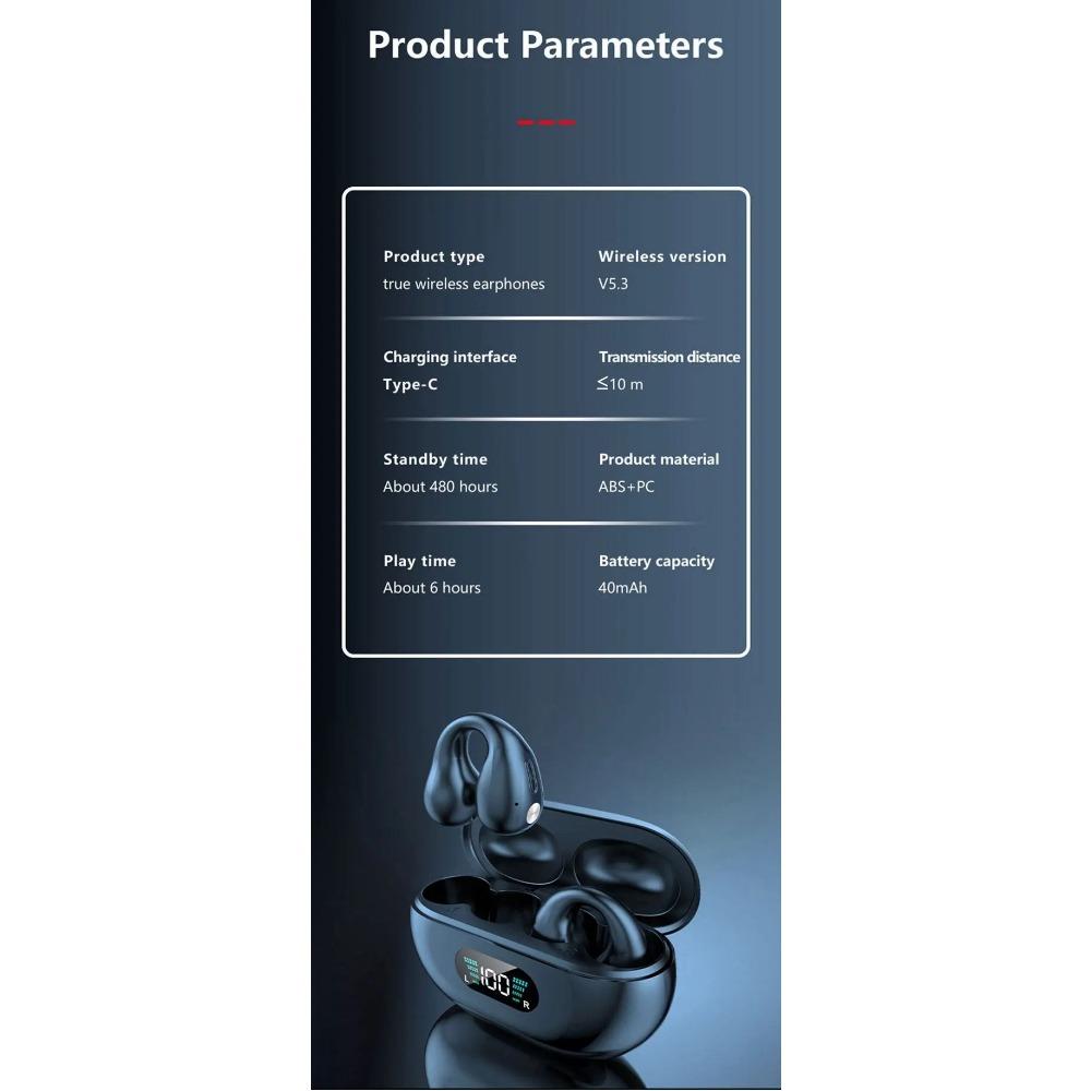 TWS for Ambie Sound Earcuffs Ørebeinledning Øredobber Trådløse Bluetooth-øretelefoner Sportshodetelefoner Ørepropper for telefoner