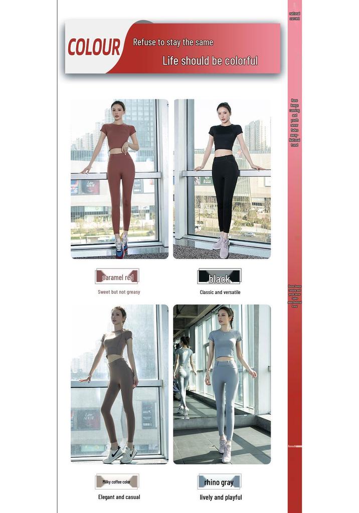 Women's Summer 2026 Yoga Set: Slim Fit, High-End Fashion, Short Sleeve Fitness and Running Sportswear