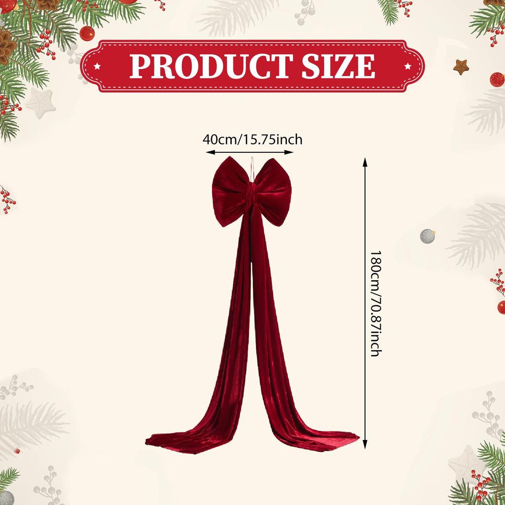 Large Christmas Ornament Bow Bowknot Home Giant Velvet for Fence Engagement Front Porch Columns