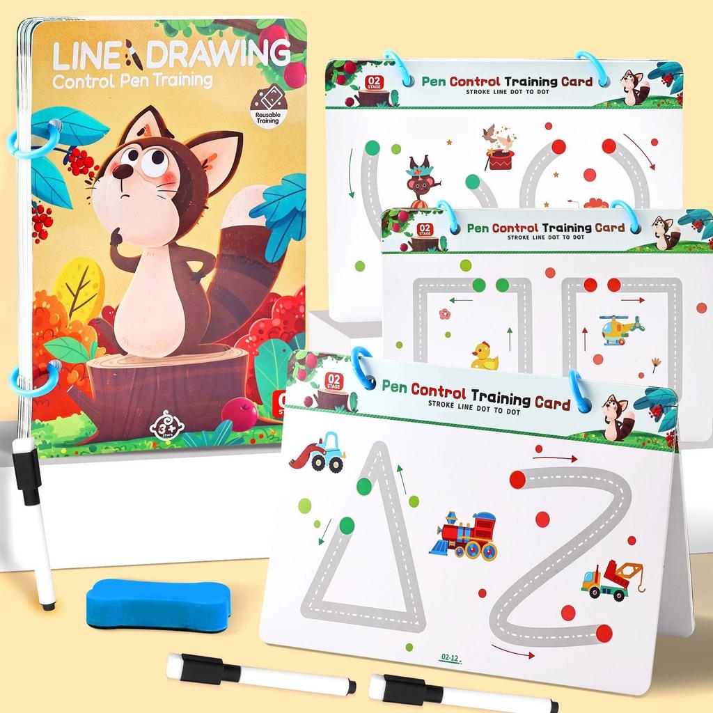 1SET erasable pen control training kindergarten baby early education enlightenment card pen movement hierarchical training concentration toy