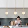 Modern Glass Pendant Light Brass Black Milk Ball LED Chandeliers Lighting for Bedroom Dining Stairs Ceiling Hanging Lamp Lustres